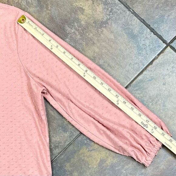 Adrianna Papell Pink Textured Long Sleeve Keyhole Back Medium - Picture 5 of 10